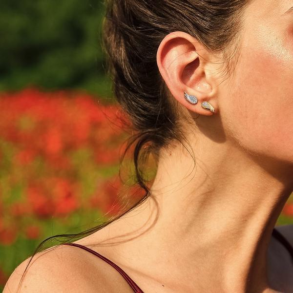 14kt Gold Angel Wing Cartilage Bar 16G 6mm-My Body Piercing Jewellery