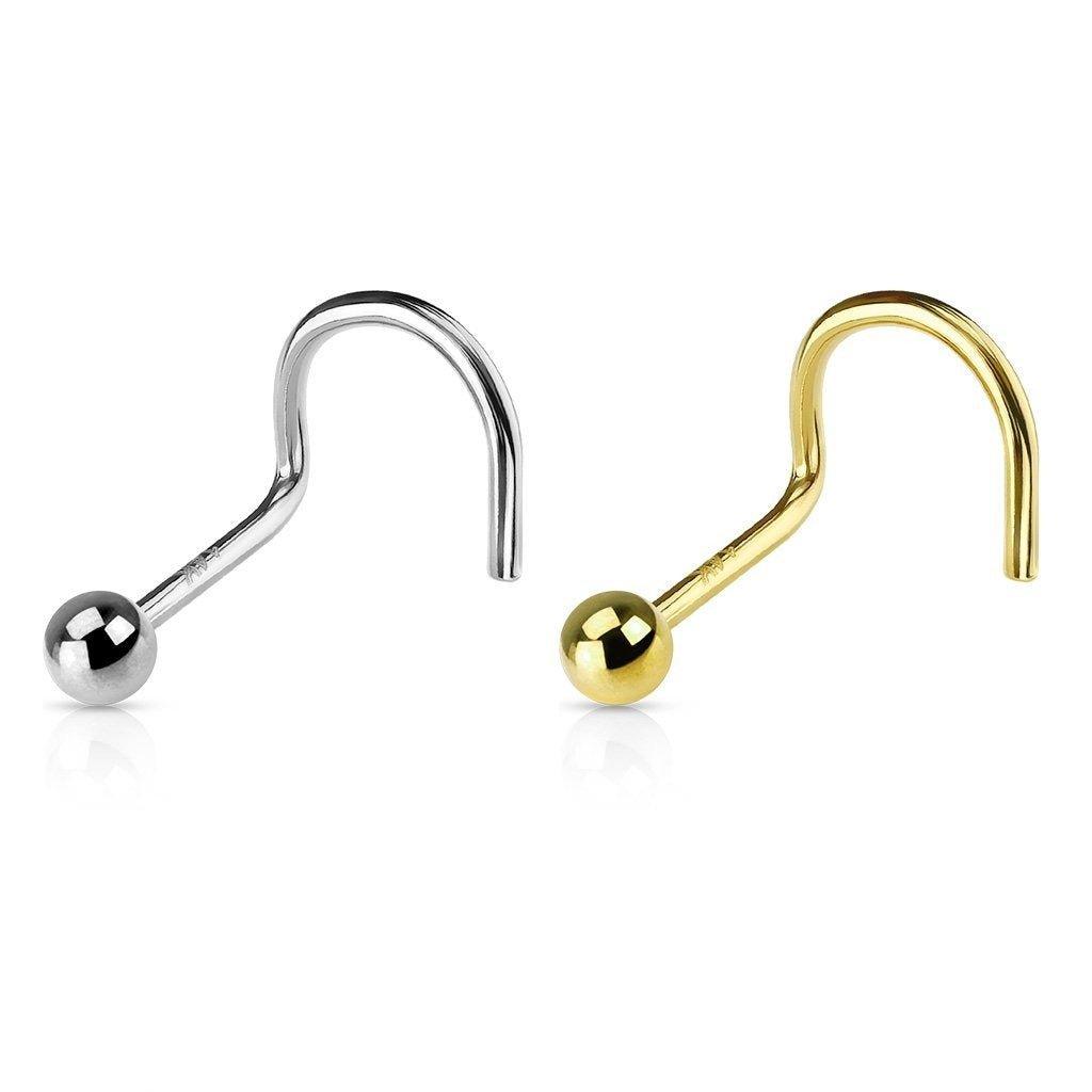 14kt Gold Ball Nose Screw 20G-My Body Piercing Jewellery