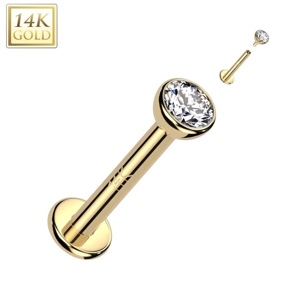14kt Gold Bezel Gem Labret-My Body Piercing Jewellery