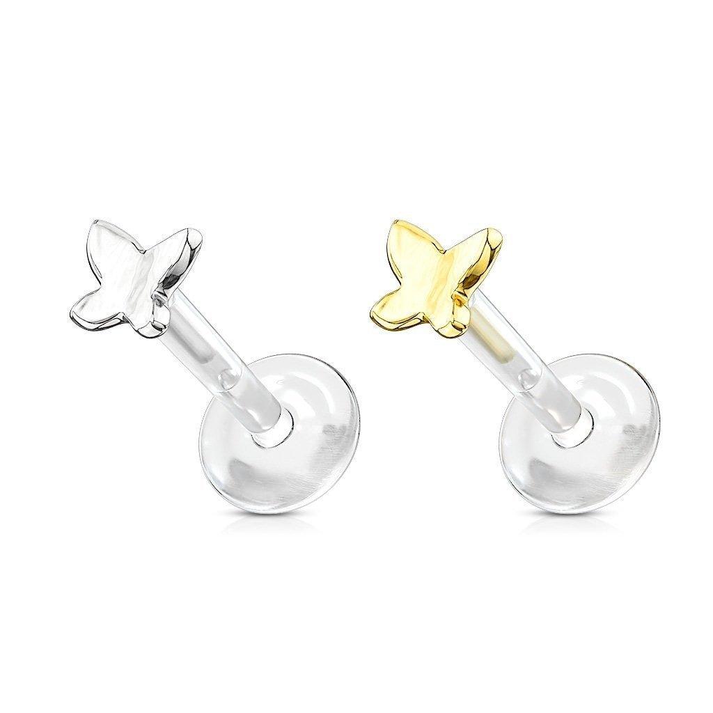 14kt Gold Butterfly Bioflex Labret 16G-My Body Piercing Jewellery