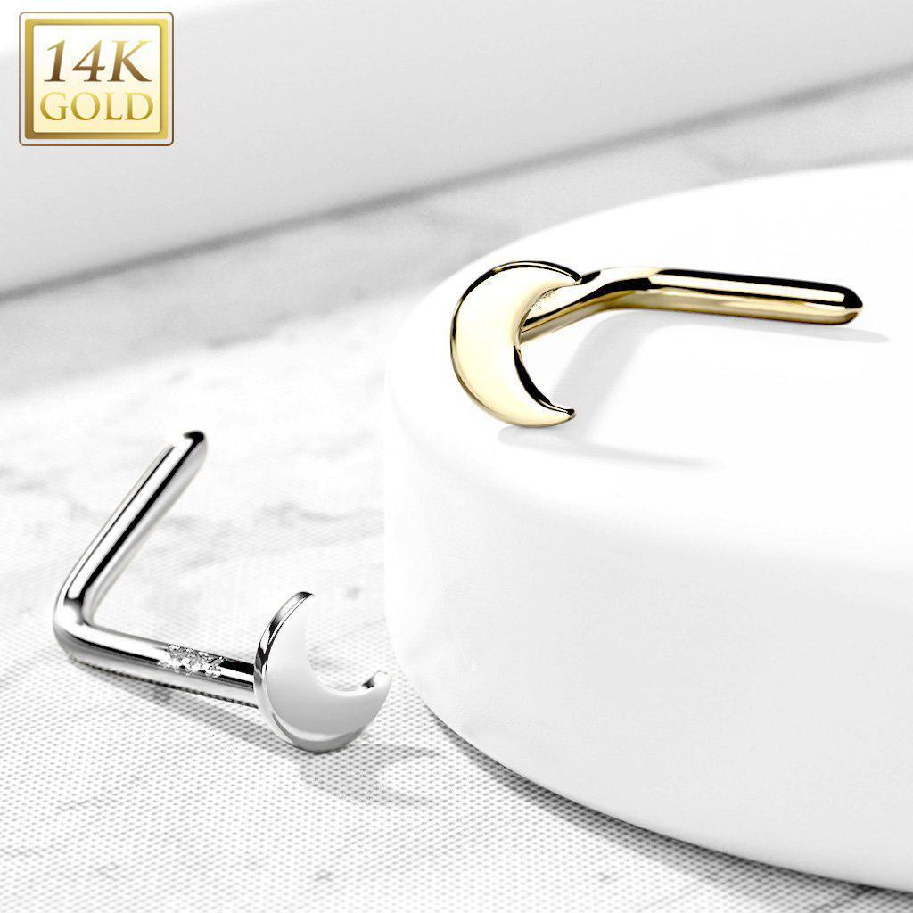 14kt Gold Crescent Nose L Bend 20G-My Body Piercing Jewellery