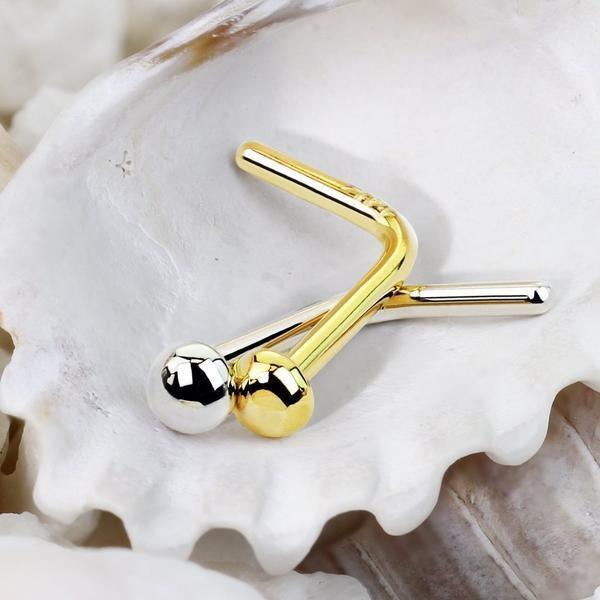 14kt Gold Dome Nose L Bend 20G-My Body Piercing Jewellery