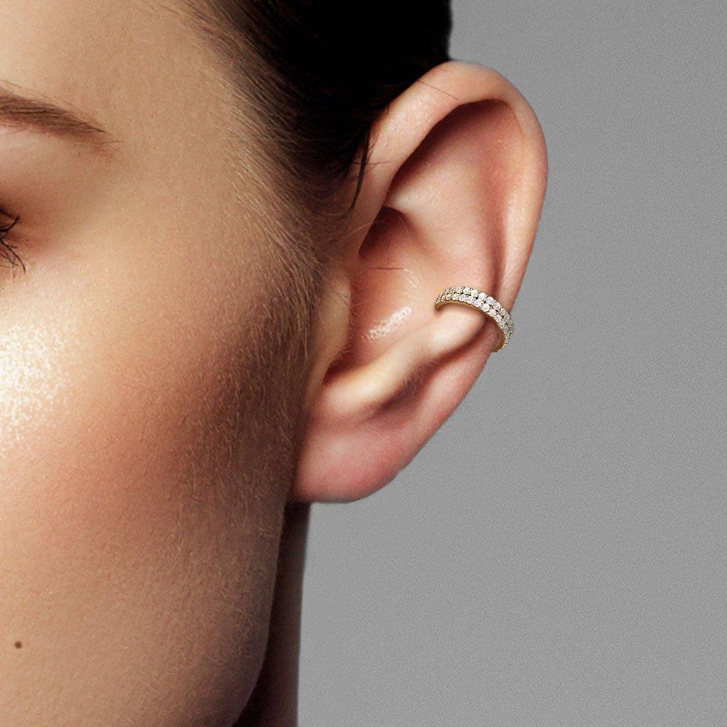 14kt Gold Double Row Paved Hinged Ring 16G-My Body Piercing Jewellery