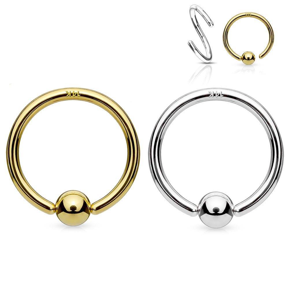 14kt Gold Fixed Side CBR Captive Ring-My Body Piercing Jewellery