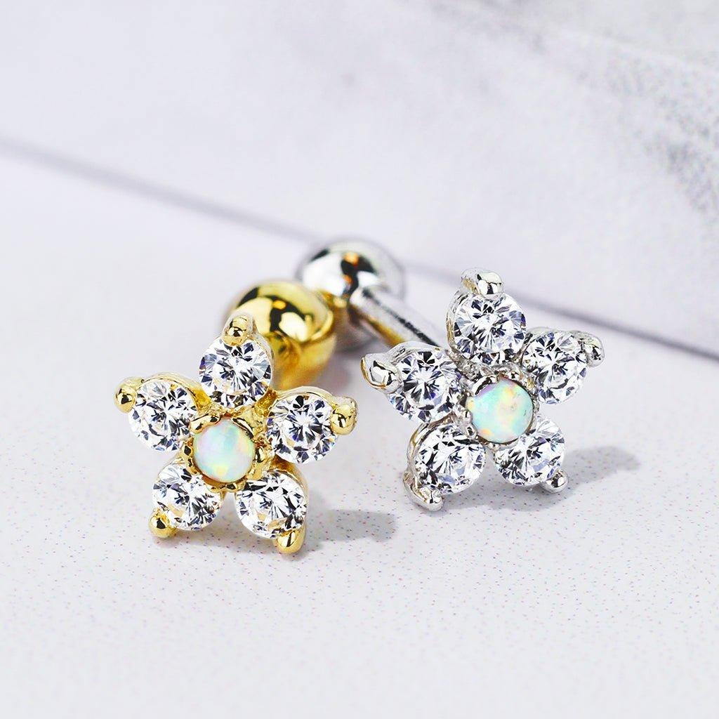 14kt Gold Flower Cartilage Bar 16G 6mm-My Body Piercing Jewellery