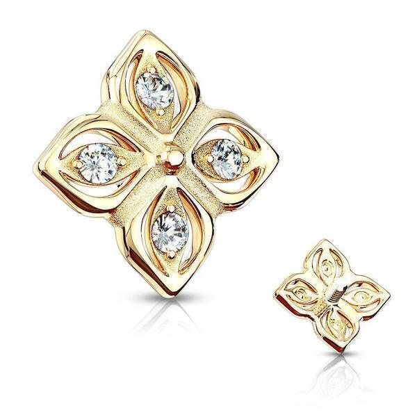 14kt Gold Flower Dermal Top 14G-My Body Piercing Jewellery