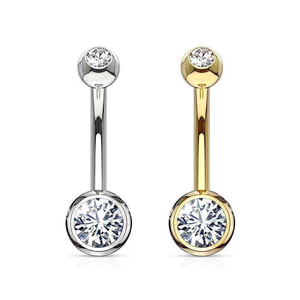 14kt Gold Gem Ball Belly Bar 14G-My Body Piercing Jewellery