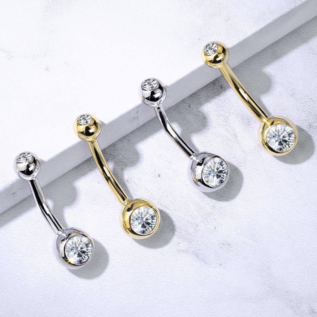 14kt Gold Gem Ball Belly Bar 14G-My Body Piercing Jewellery