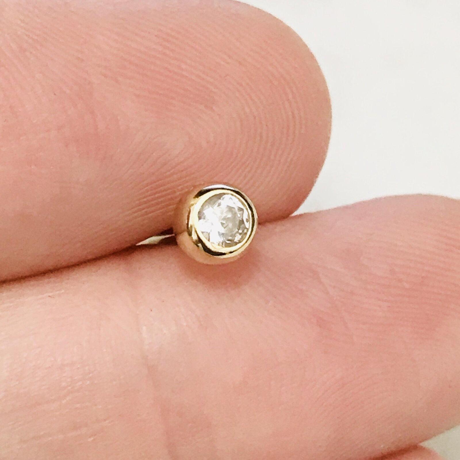 14kt Gold Gem Barbell 14G 16mm-My Body Piercing Jewellery