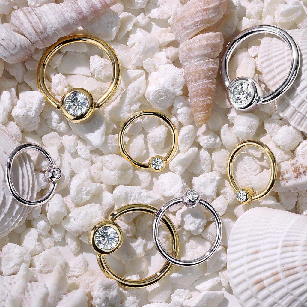 14kt Gold Gem Captive Ring-My Body Piercing Jewellery