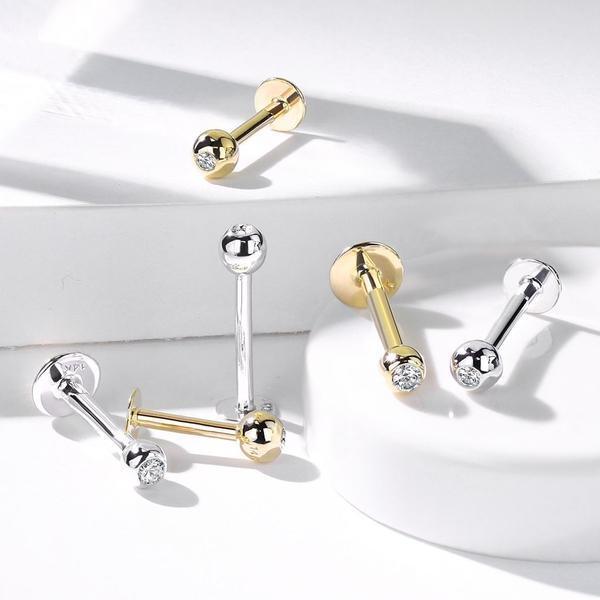 14kt Gold Gem Labret-My Body Piercing Jewellery