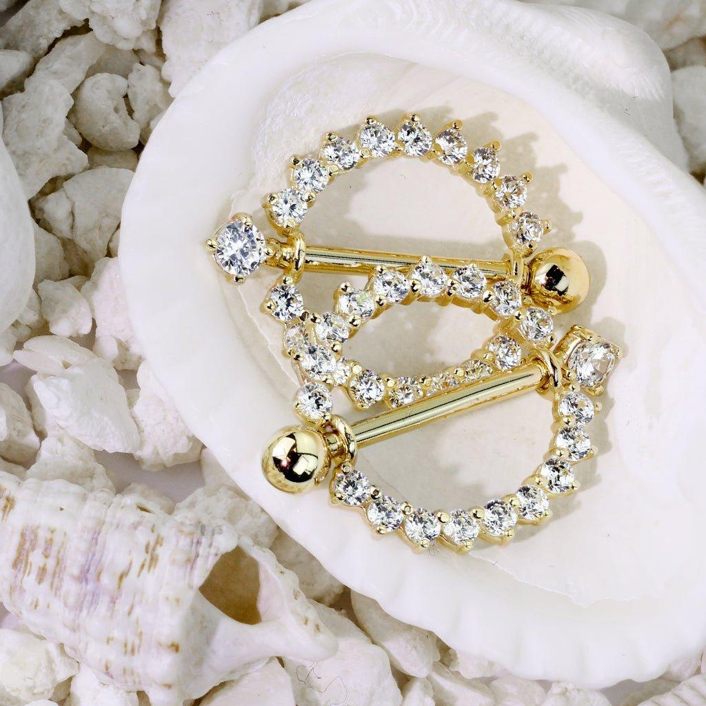 14kt Gold Gem Nipple Shield 14G-My Body Piercing Jewellery