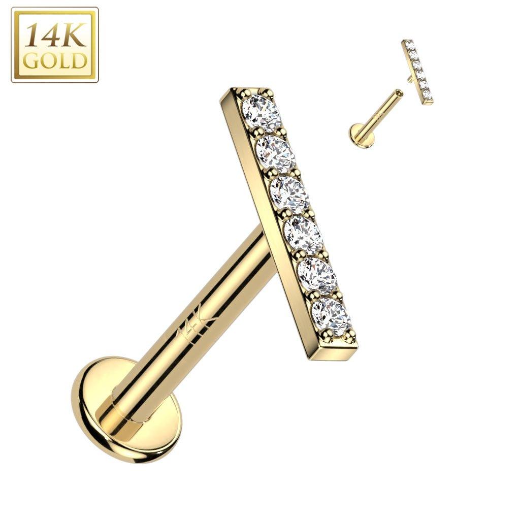 14kt Gold Gem Row Labret-My Body Piercing Jewellery