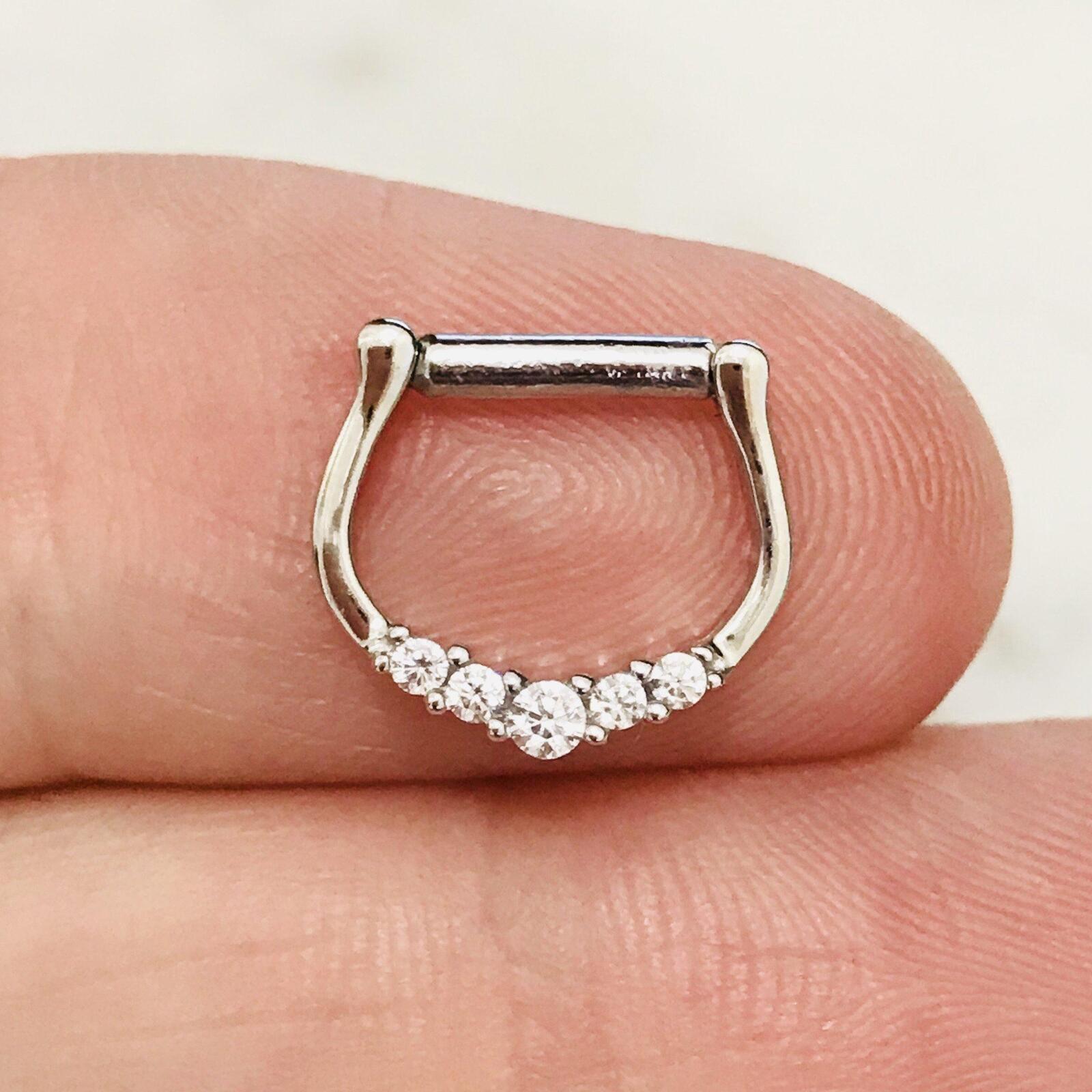 14kt Gold Gem Septum Clicker 14G 16G-My Body Piercing Jewellery