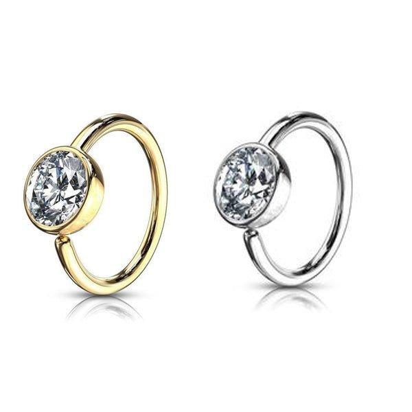 14kt Gold Gem Twist Ring 20G 8mm-My Body Piercing Jewellery