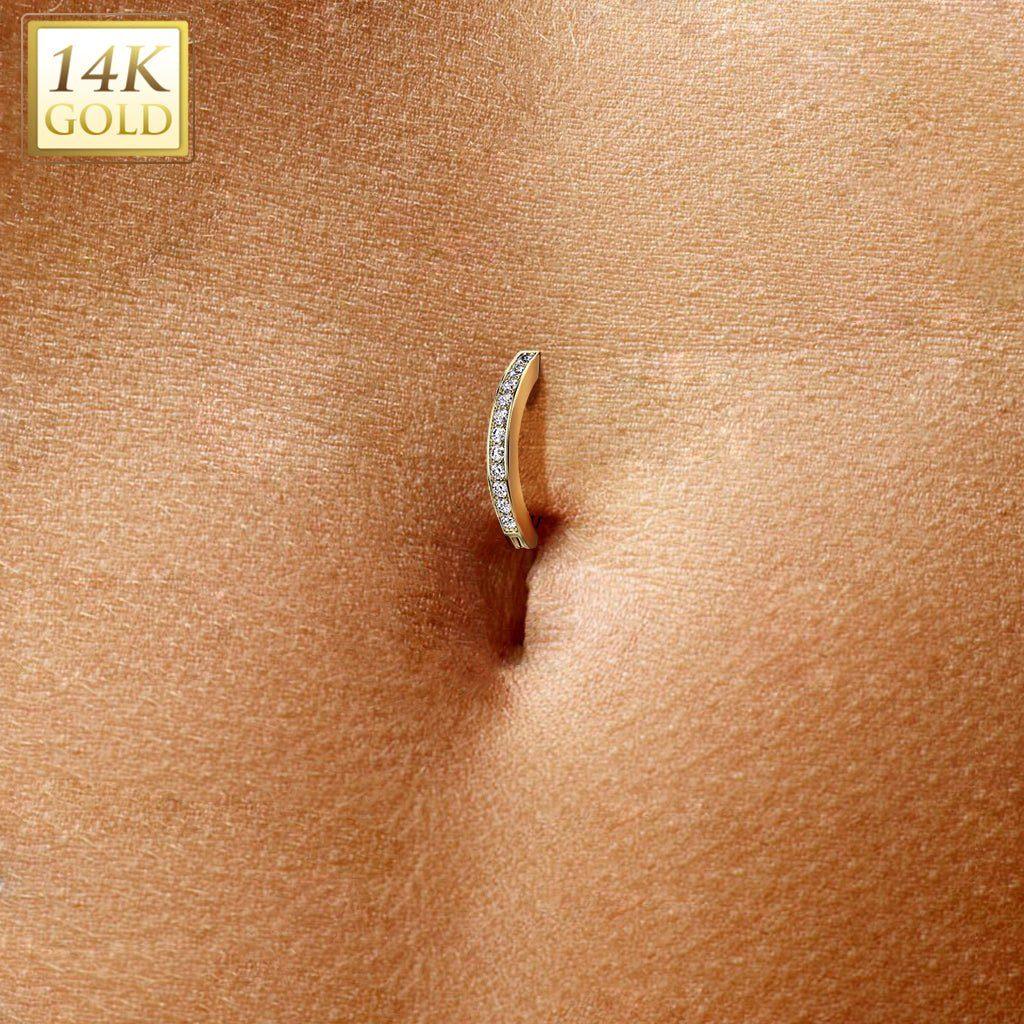 14kt Gold Hinged Belly Bar 14G-My Body Piercing Jewellery