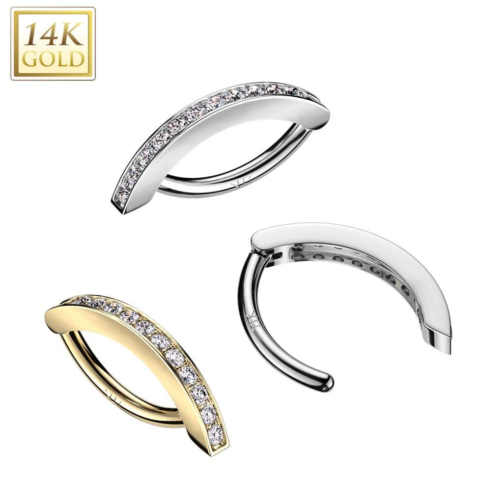 14kt Gold Hinged Belly Bar 14G-My Body Piercing Jewellery