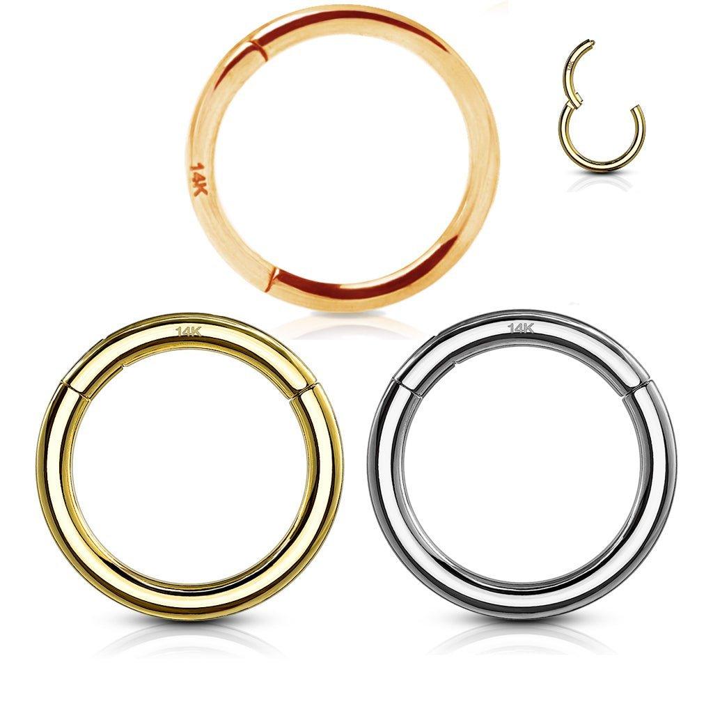 14kt Gold Hinged Ring 18G 16G 14G-My Body Piercing Jewellery
