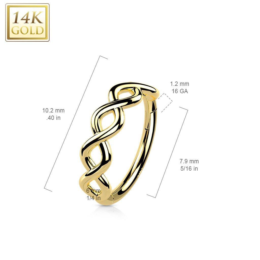 14kt Gold Infinity Hinged Ring 16G-My Body Piercing Jewellery