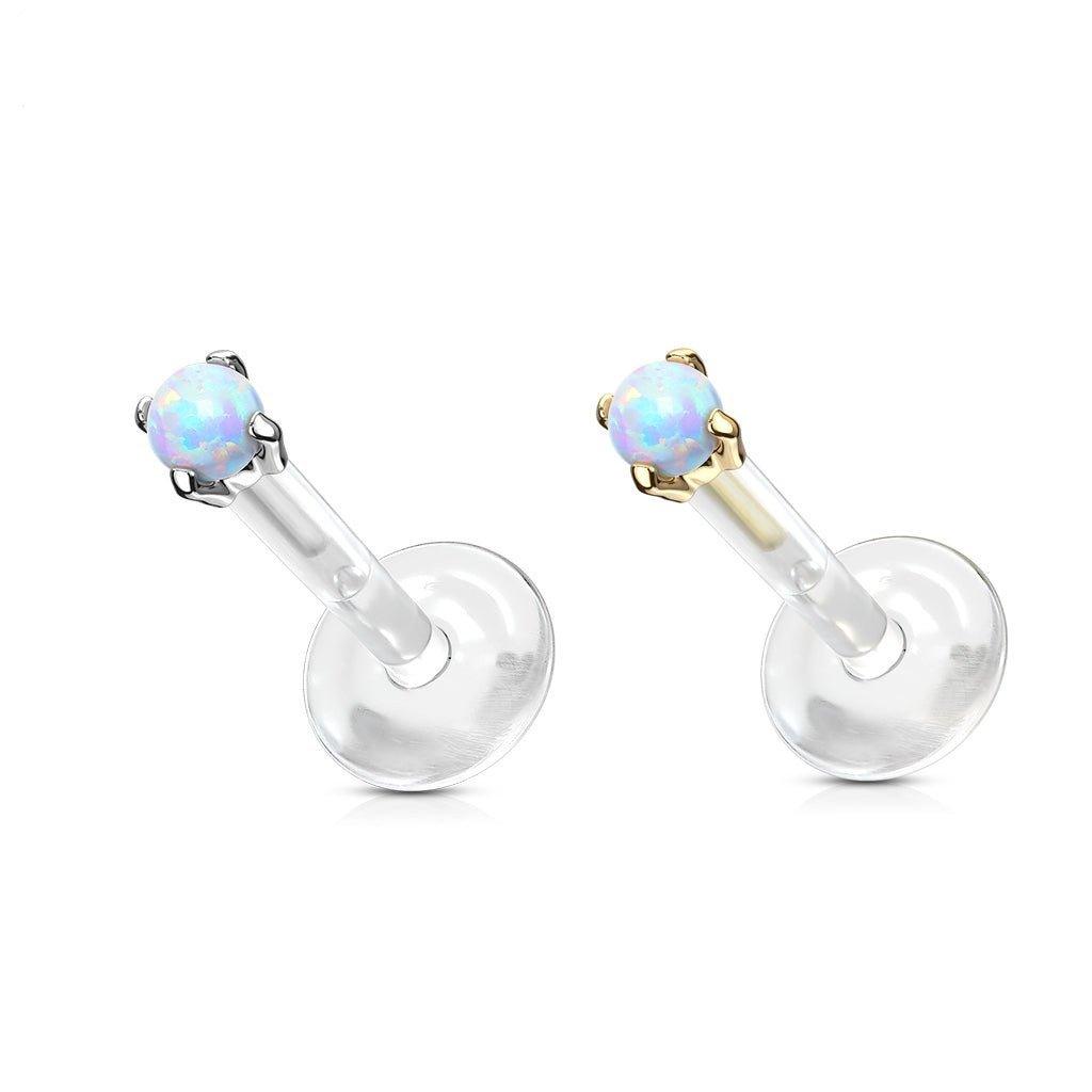 14kt Gold Opal Bioflex Labret 16G-My Body Piercing Jewellery