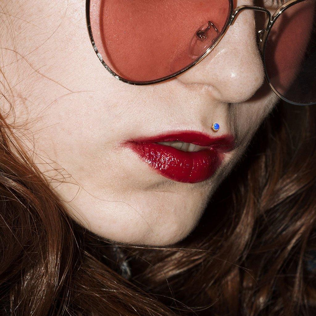 14kt Gold Opal Bioflex Labret 16G-My Body Piercing Jewellery