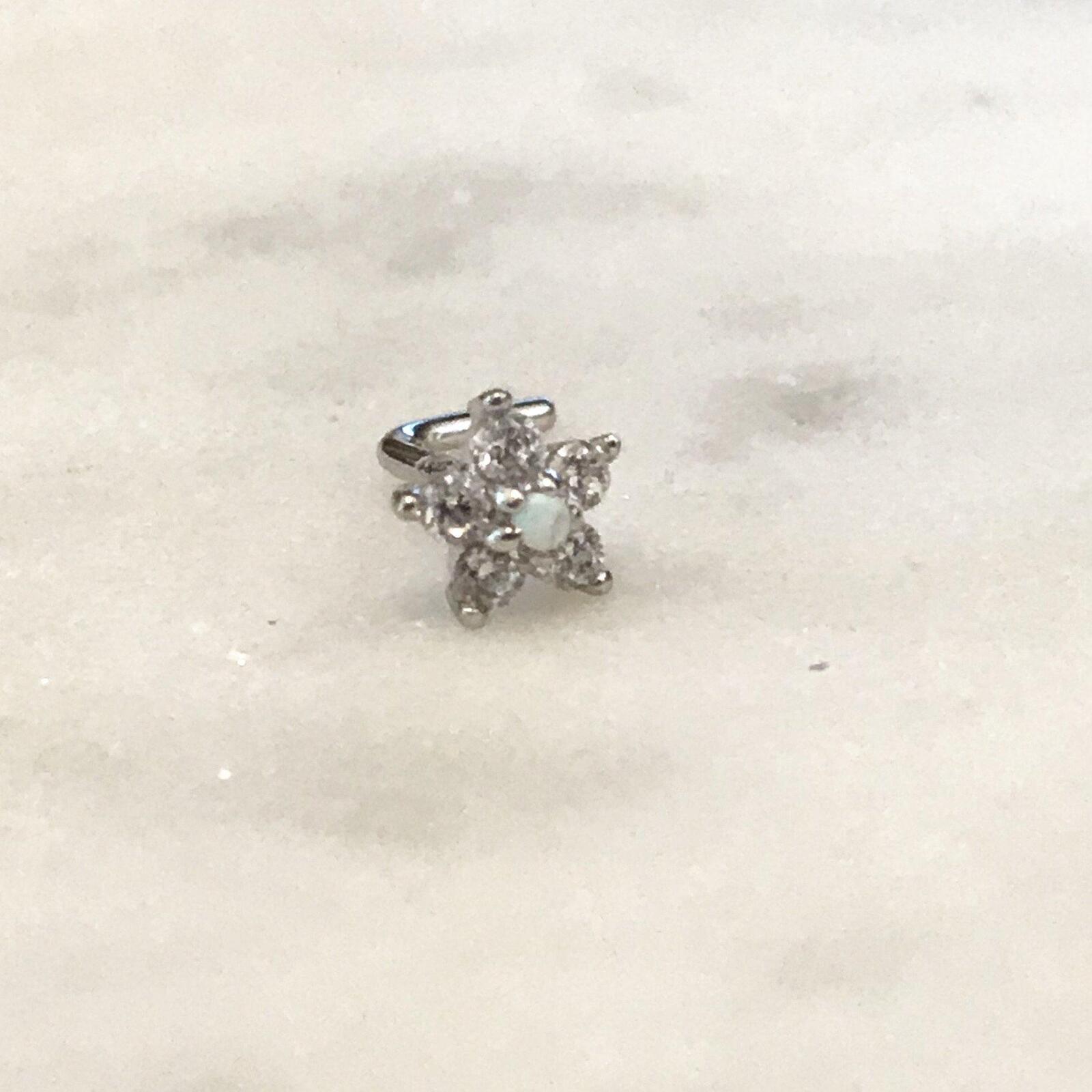 14kt Gold Opal Gem Flower Nose L Bend 20G-My Body Piercing Jewellery