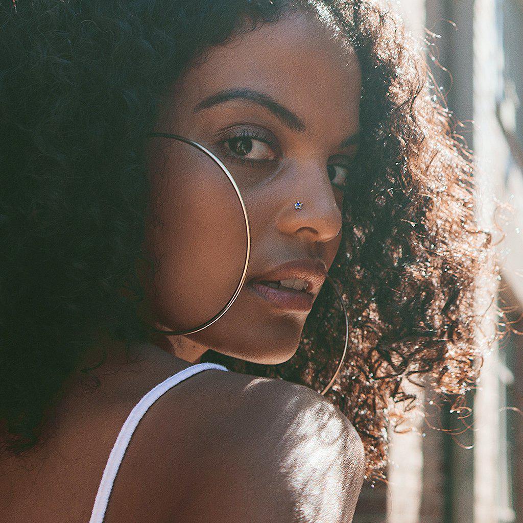 14kt Gold Opal Gem Flower Nose L Bend 20G-My Body Piercing Jewellery