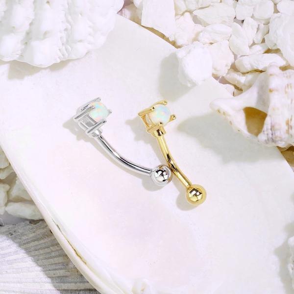 14kt Gold Opal Curve 16G 8mm-My Body Piercing Jewellery