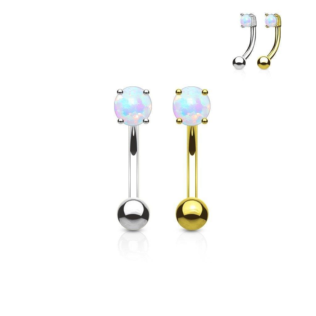 14kt Gold Opal Curve 16G 8mm-My Body Piercing Jewellery