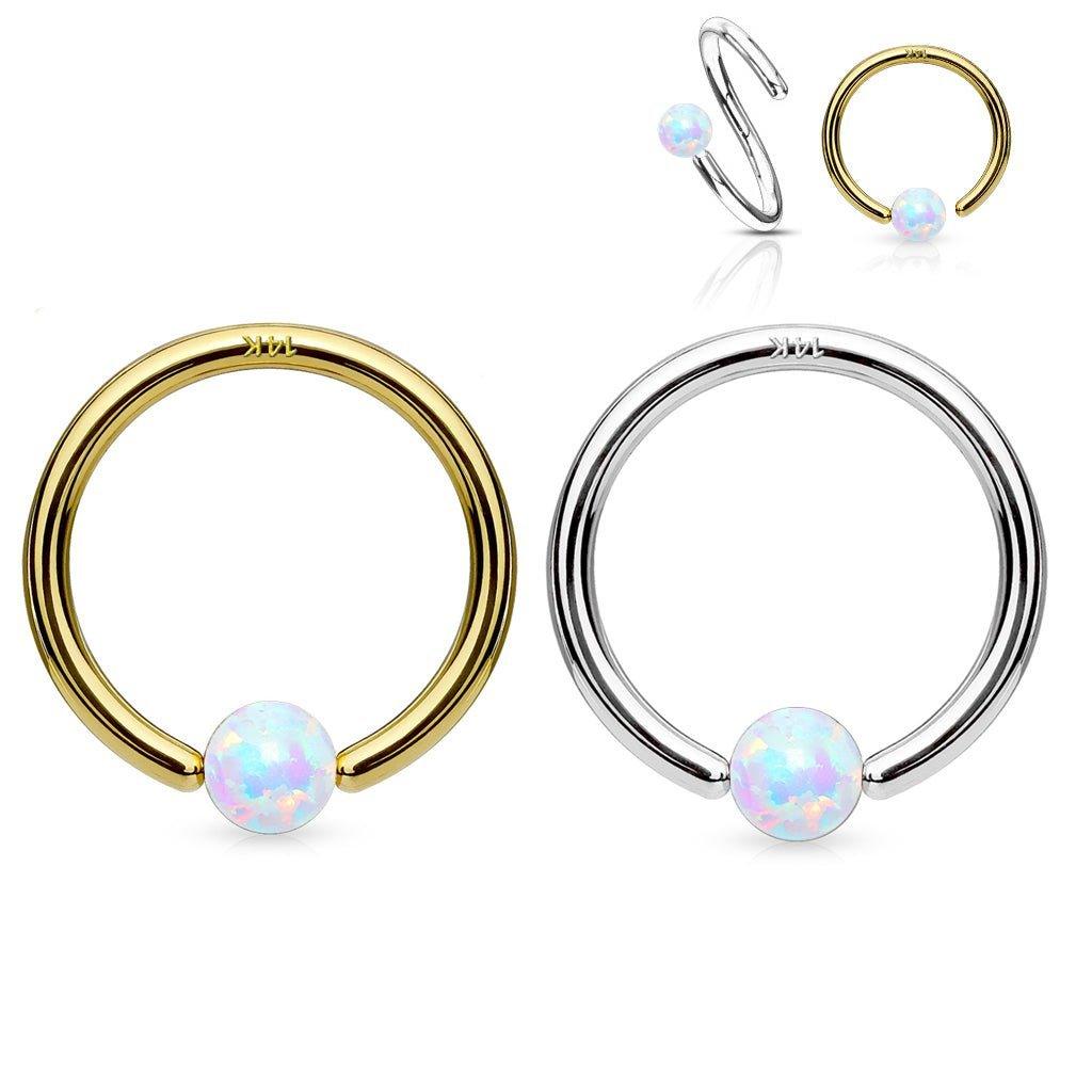 14kt Gold Opal Fixed Side CBR-My Body Piercing Jewellery