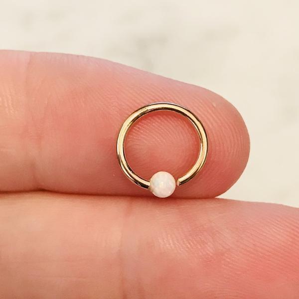 14kt Gold Opal Fixed Side CBR-My Body Piercing Jewellery
