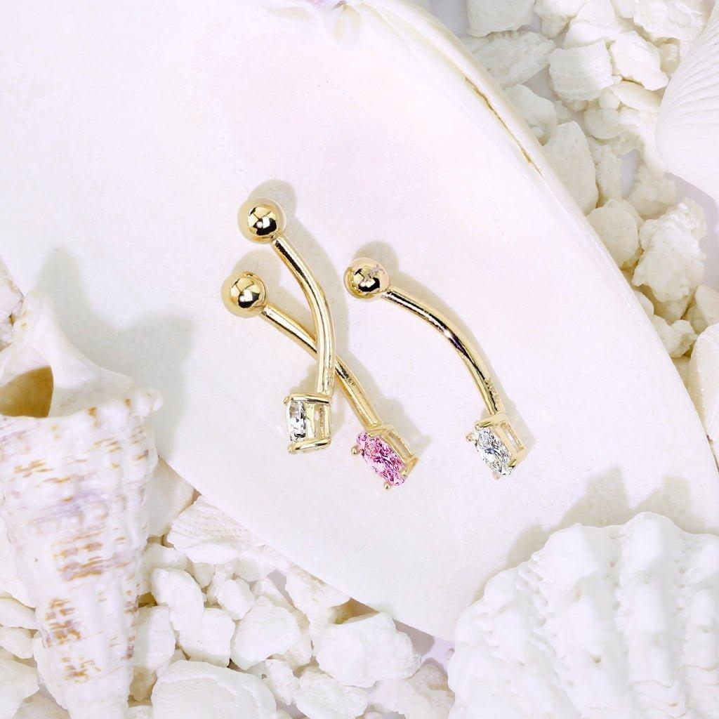 14kt Gold Oval Curve 16G 8mm-My Body Piercing Jewellery