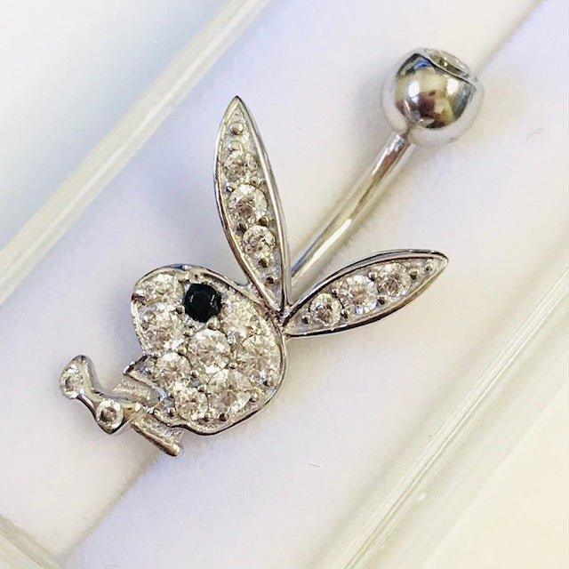 14kt Gold PLAYBOY Belly Bar 14G-My Body Piercing Jewellery