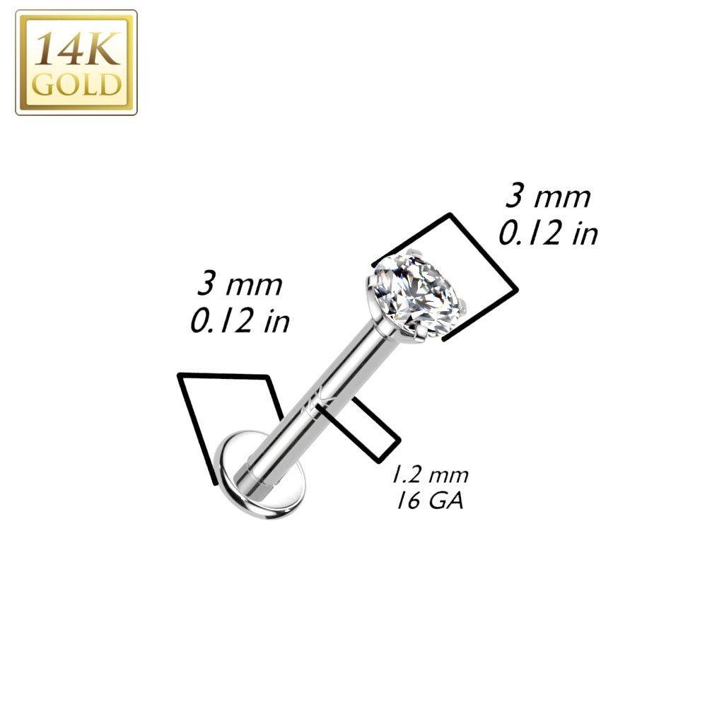 14kt Gold Prong Gem Labret-My Body Piercing Jewellery