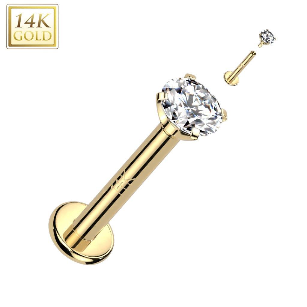 14kt Gold Prong Gem Labret-My Body Piercing Jewellery