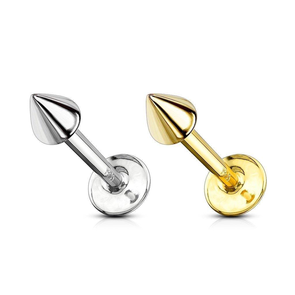 14kt Gold Spike Labret 16G-My Body Piercing Jewellery