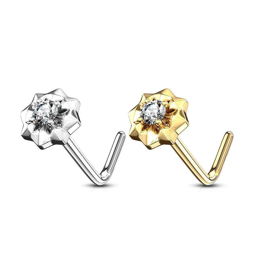 14kt Gold Starburst Nose L Bend 20G-My Body Piercing Jewellery
