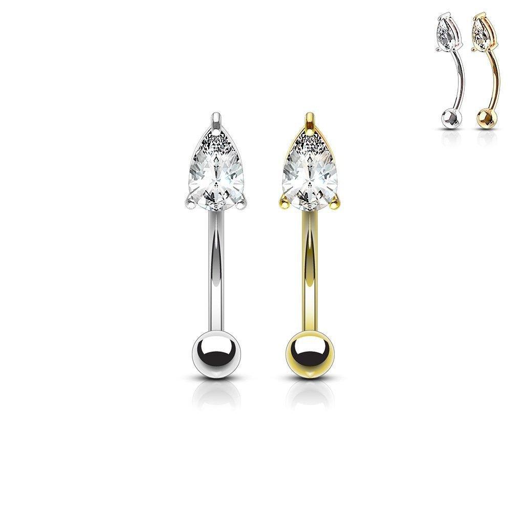 14kt Gold Teardrop Curve 16G 8mm-My Body Piercing Jewellery