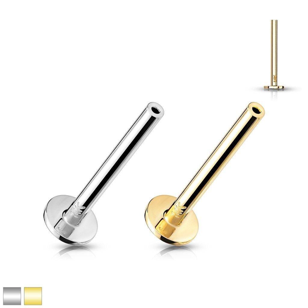 14kt Gold Threadless Labret Bar 18G 16G-My Body Piercing Jewellery
