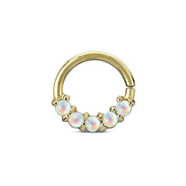 14kt Yellow Gold 5 Opal Ring 16G 8mm-My Body Piercing Jewellery