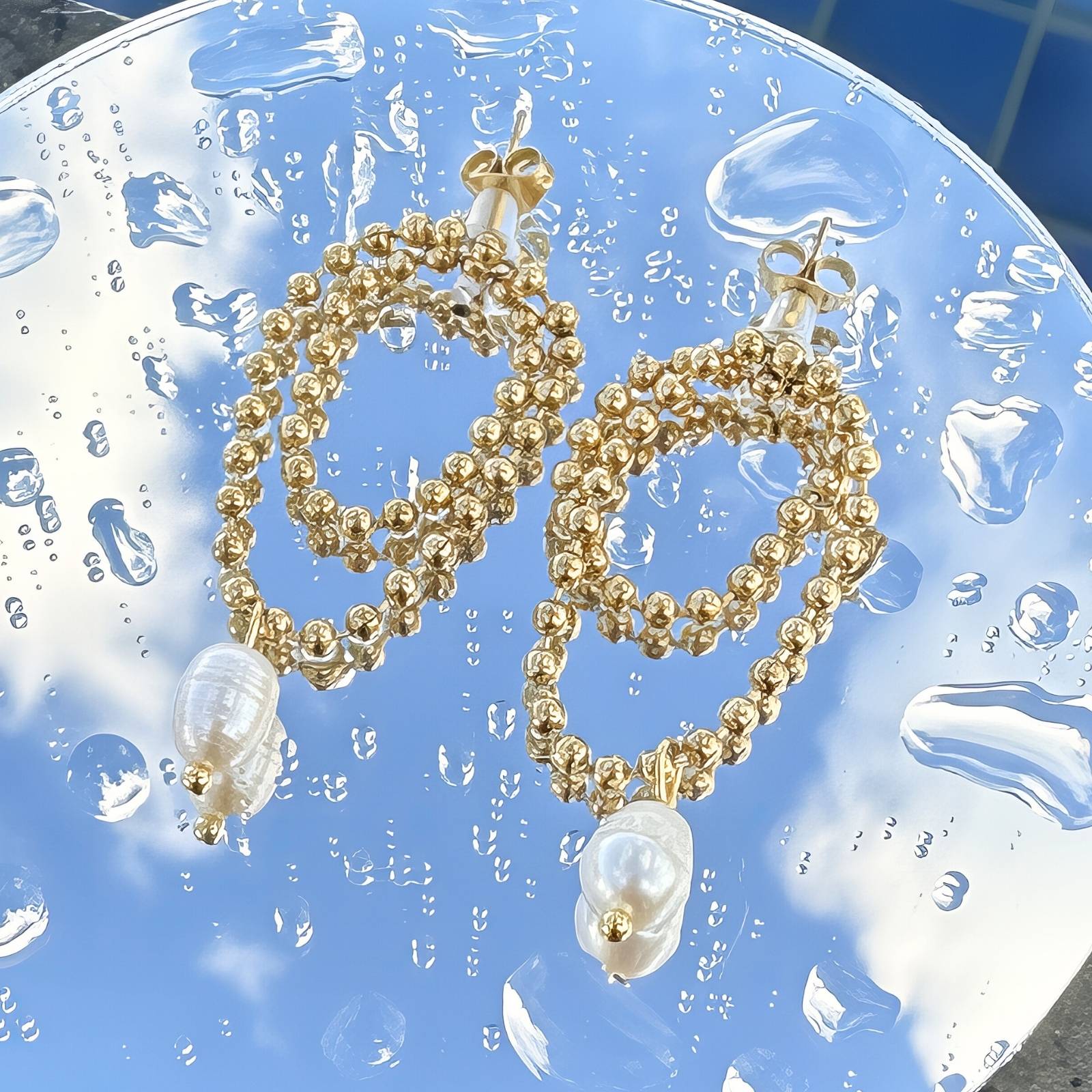 18kt Gold Plated Pearl Chain Earrings