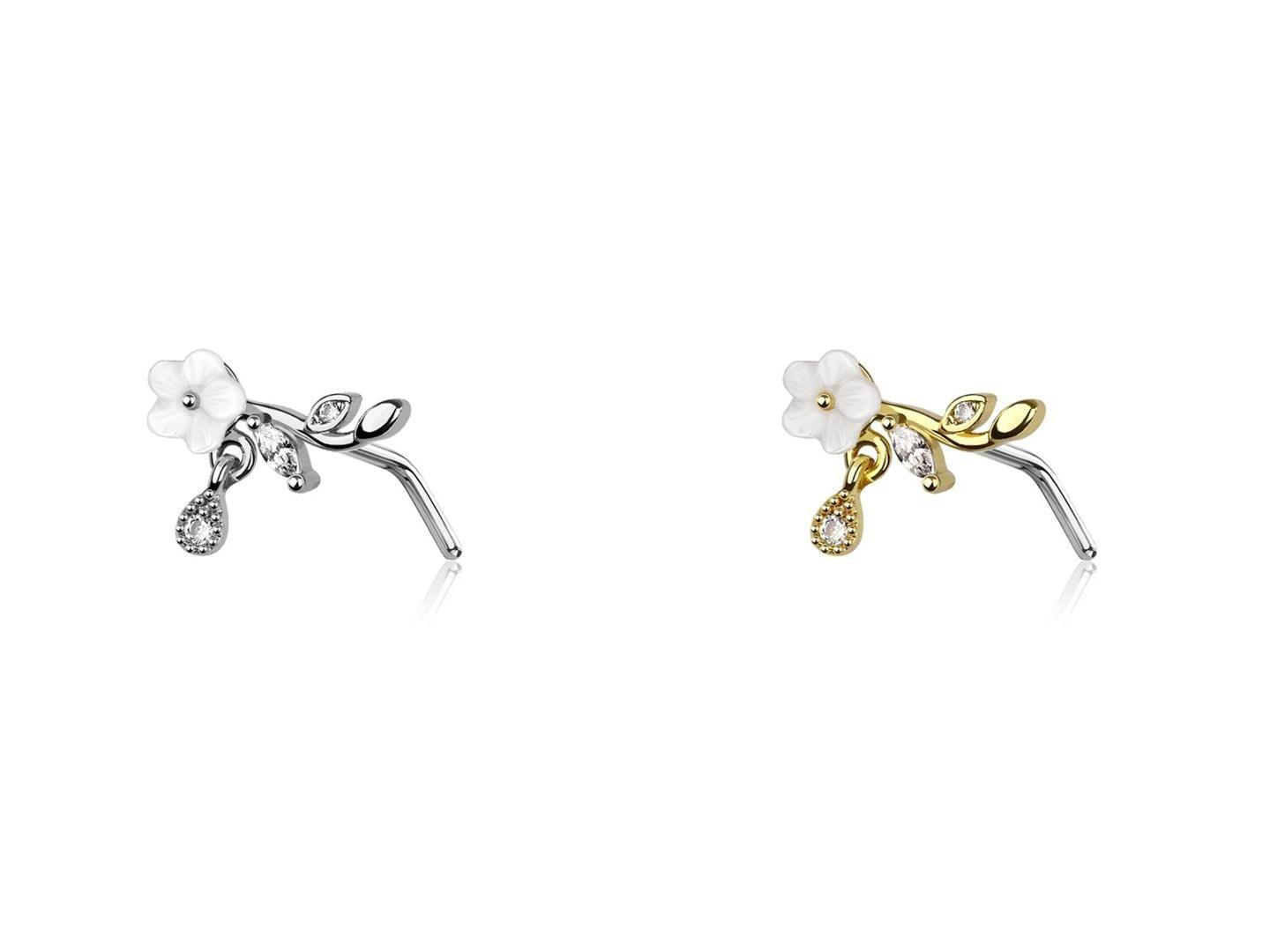 Flower Cluster Dangle Nose L Bend 20G-My Body Piercing Jewellery