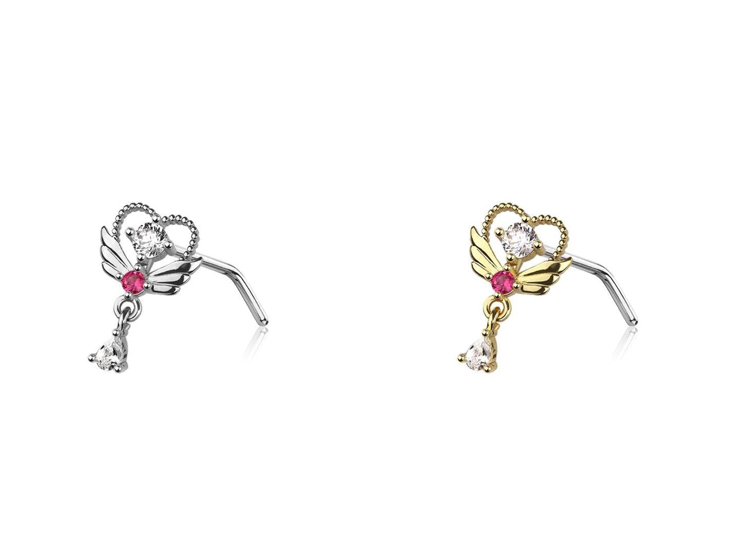 Crown Dangle Nose L Bend 20G-My Body Piercing Jewellery