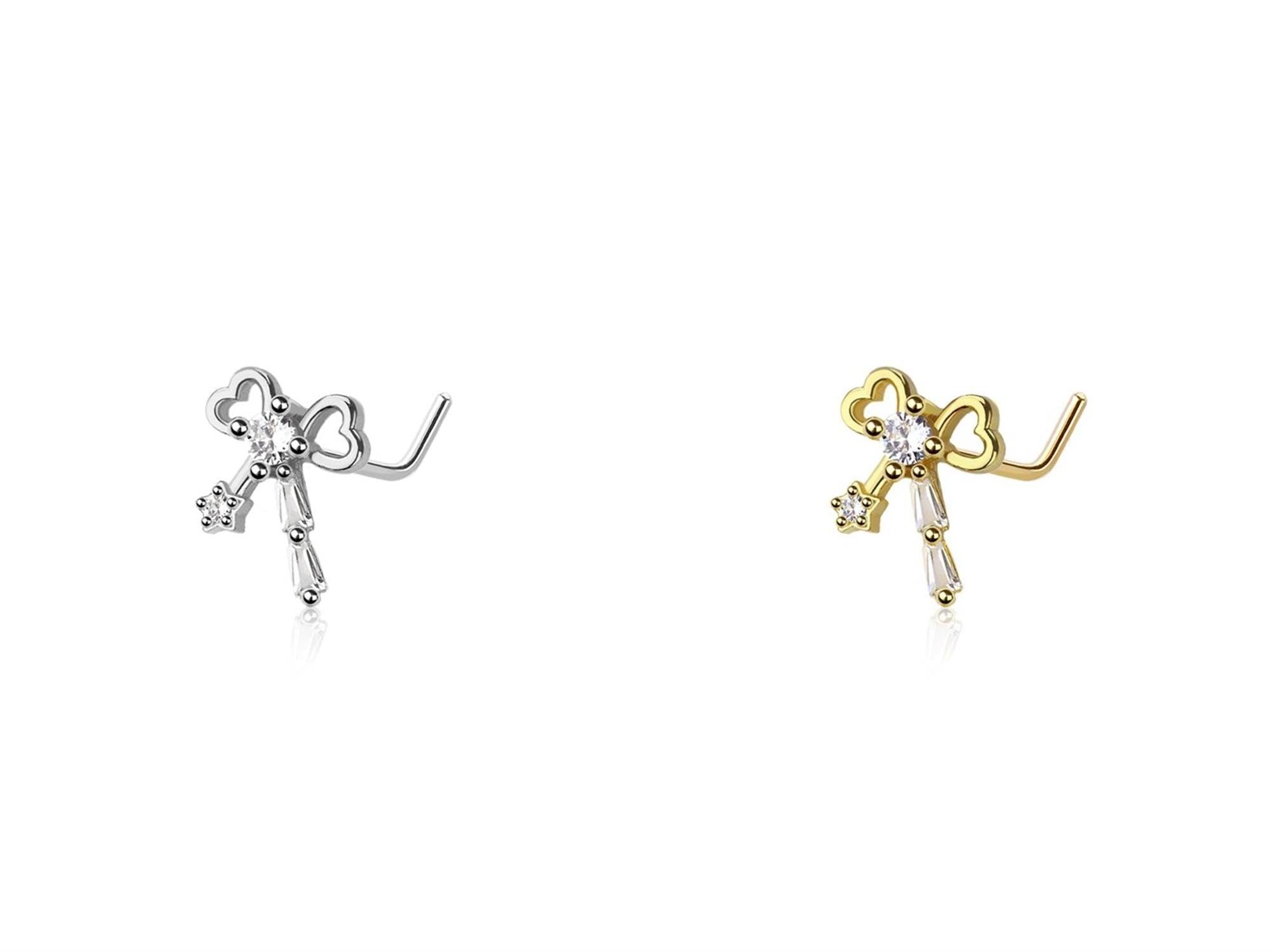 Heart Bow Nose L Bend 20G-My Body Piercing Jewellery