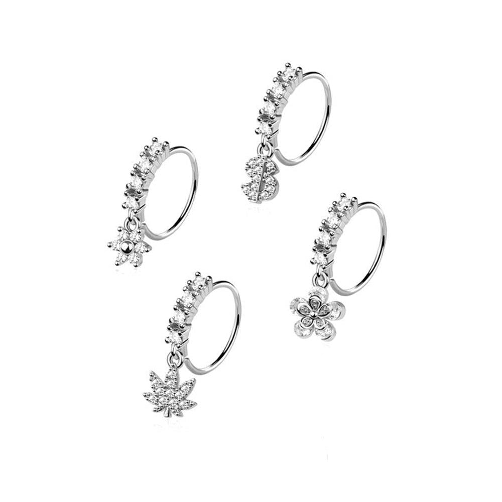4pc Nose Ring 20G Dollars & Pot Leaf