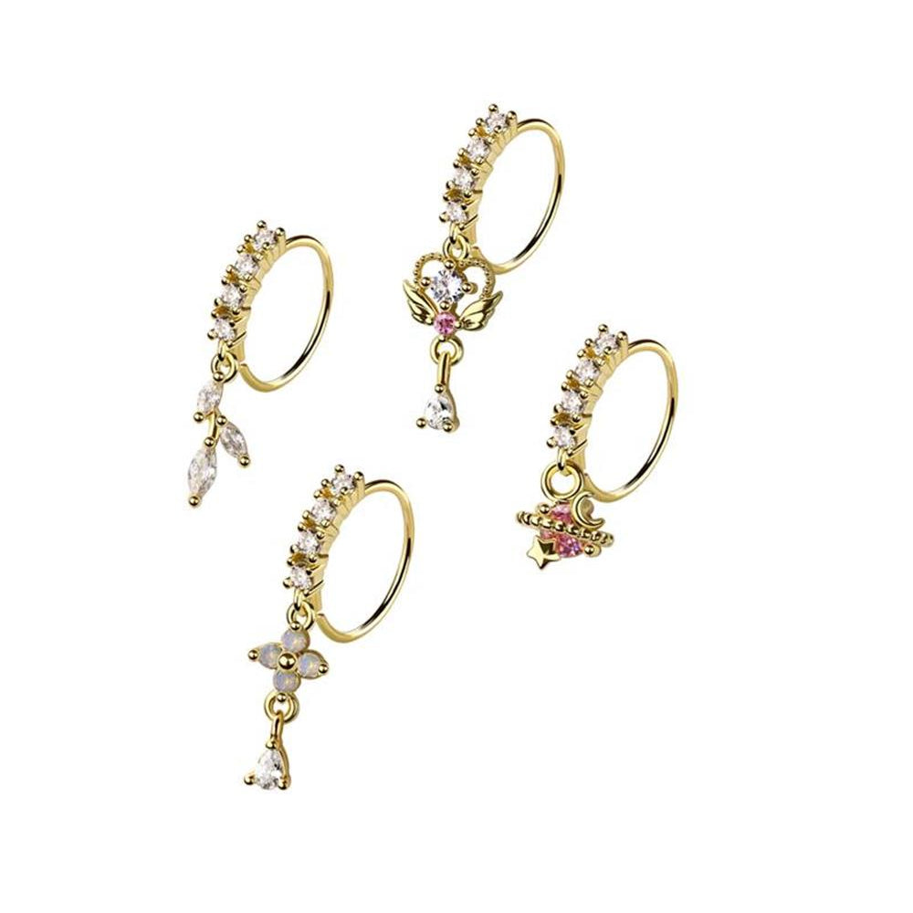 4pc Nose Ring 20G Planet & Wings