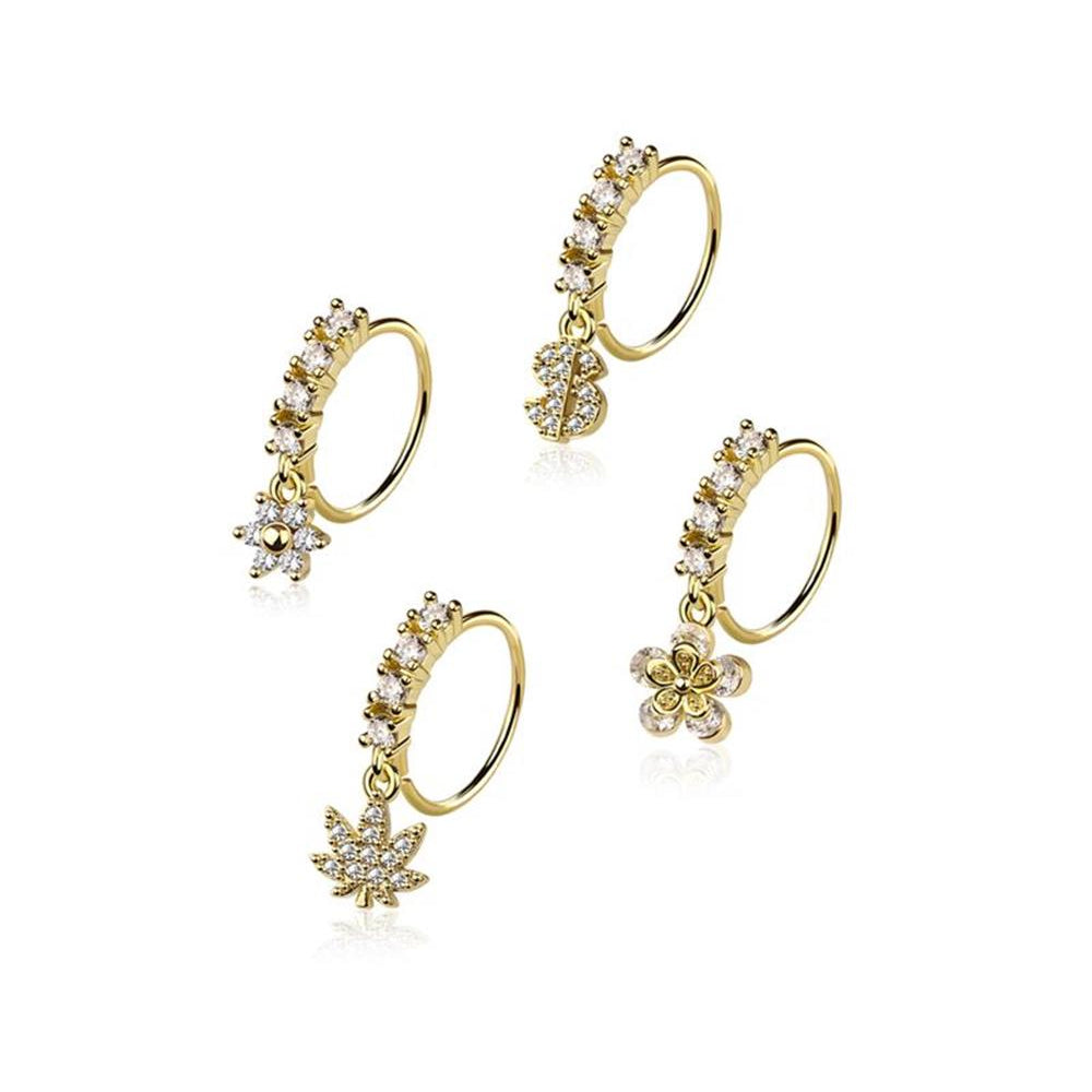 4pc Nose Ring 20G Dollars & Pot Leaf