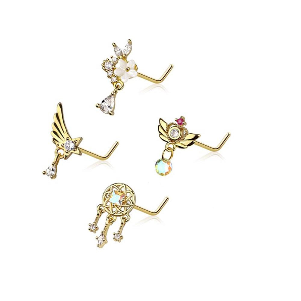 4pc Nose L Bend 20G Dreamcatcher & Flowers