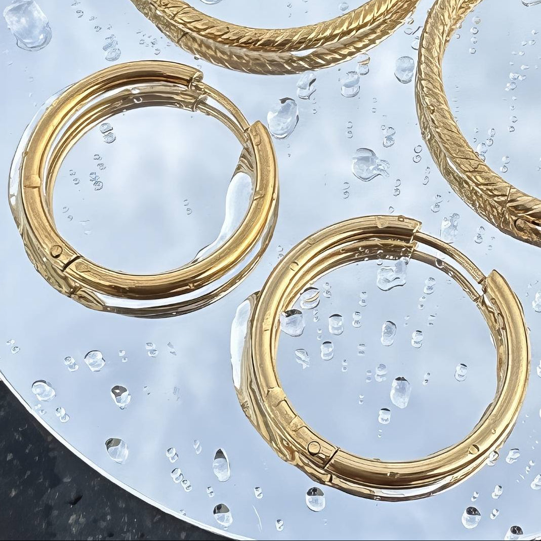Refined 18kt gold plated large hoop earrings