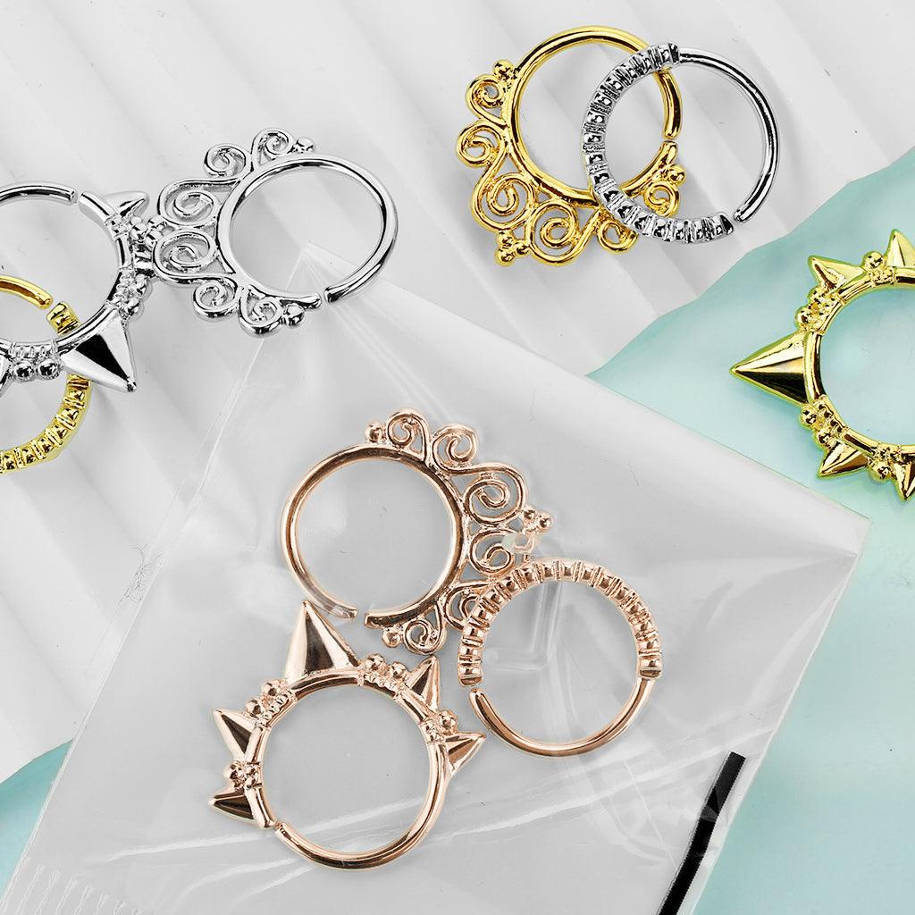 3pc Twist Rings and Retainer 16G (2)